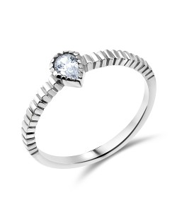 Pear Shaped CZ Silver Ring NSR-458